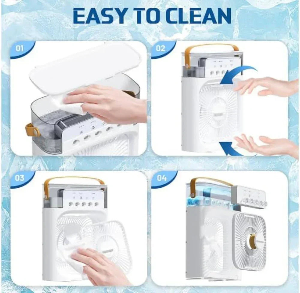 Portable Air Conditioner Fan 3 Wind Speeds 600ml Air Humidifier 7s LED Night Light Personal Cooling Fan Air Cooler Ice Air Cooler Fan Sprays 2 Year Warranty