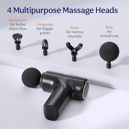 Massager Gun For Full Body Massager [4 Headsl] 6 Speed Mode Massager for Full Body Pain Relief, Muscle Relaxation of Neck, Shoulder, Back, Foot for Men & Women, Black.